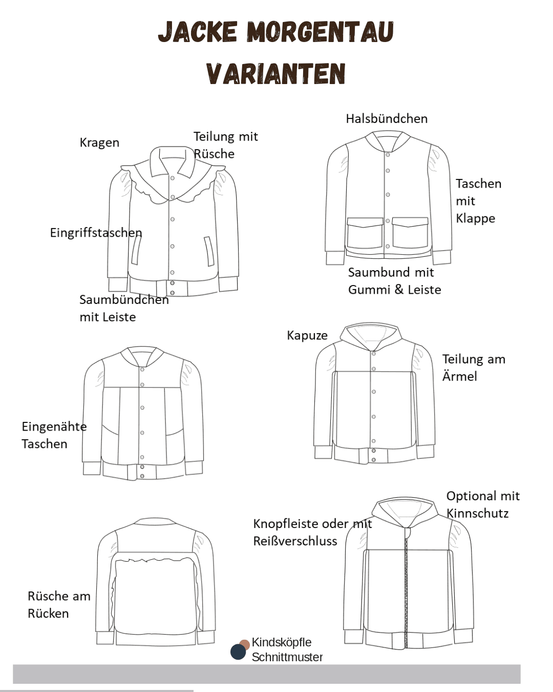 Schnittmuster Morgentau – College-Jacke Größen 86-152 - Sewando