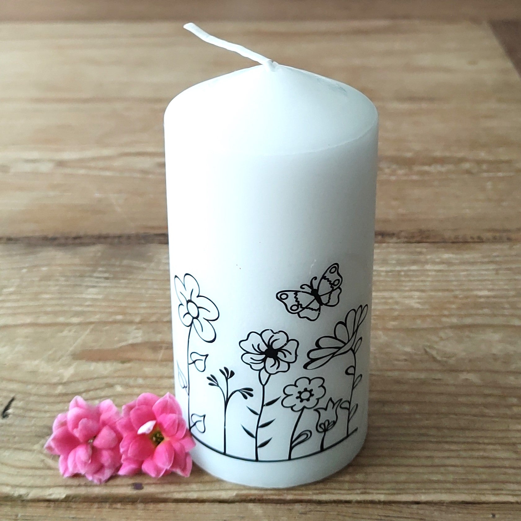 Vorlage für Kerzentattoo Blumen Blüten pdf Kerzensticker für Wasserschiebefolie - Sewando