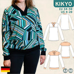 Kikyo – eleganter Pullover mit Wickelkragen Gr. 34-50 / BU 80-116 - Sewando