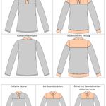 Kikyo – eleganter Pullover mit Wickelkragen Gr. 34-50 / BU 80-116 - Sewando