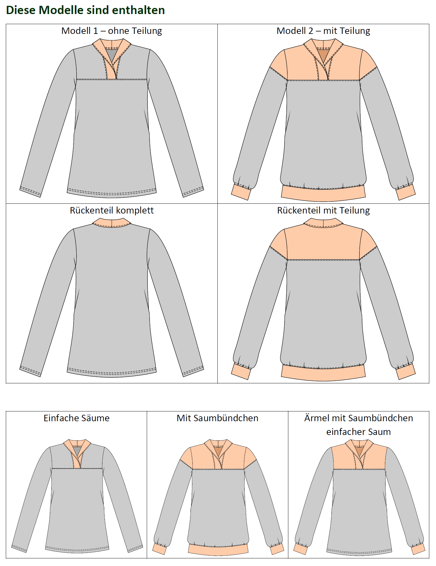 Kikyo – eleganter Pullover mit Wickelkragen Gr. 34-50 / BU 80-116 - Sewando