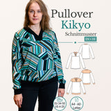 Schnittmuster Kikyo – eleganter Pullover mit Wickelkragen Gr. 34-50 / BU 80-116