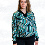 Kikyo – eleganter Pullover mit Wickelkragen Gr. 34-50 / BU 80-116 - Sewando