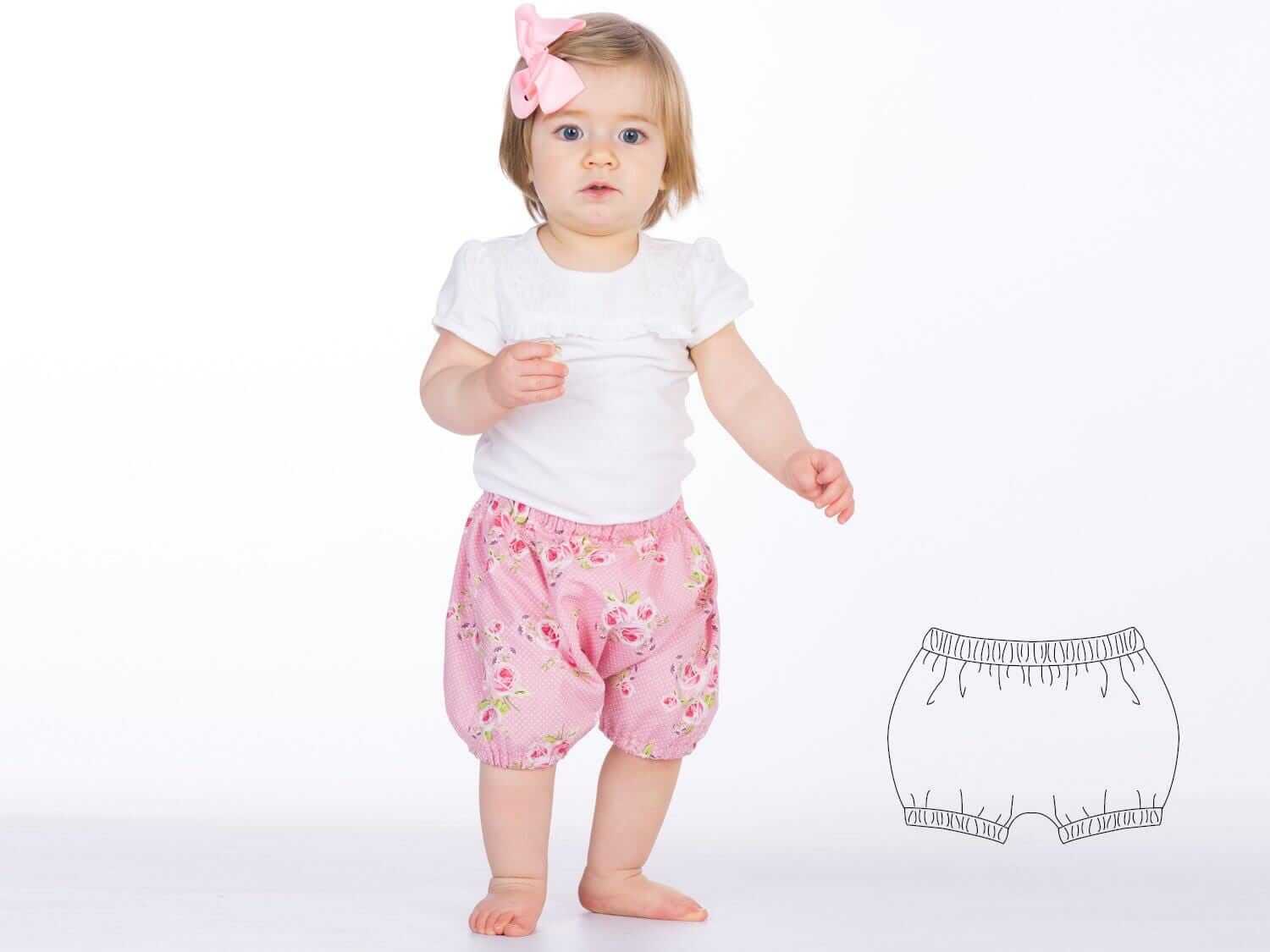 Druckbares Baby Bloomers Schnittmuster – Digitaler Download im PDF-Format – Nähprojekt mit Anleitung – Neugeborenen Mädchen Kleidung – Inklusive Anleitung & Mehrere Größen – Komplettes Foto-Tutorial – Perfektes DIY Baby Shower Geschenk – Handgemachtes Präsent