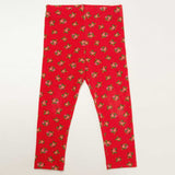 Schnittmuster Baby Kinder Leggings - Rote Leggings mit floralem Muster für Kinder.