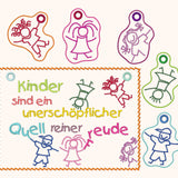 6x Stickdatei "Kinder" Schild und Baumler