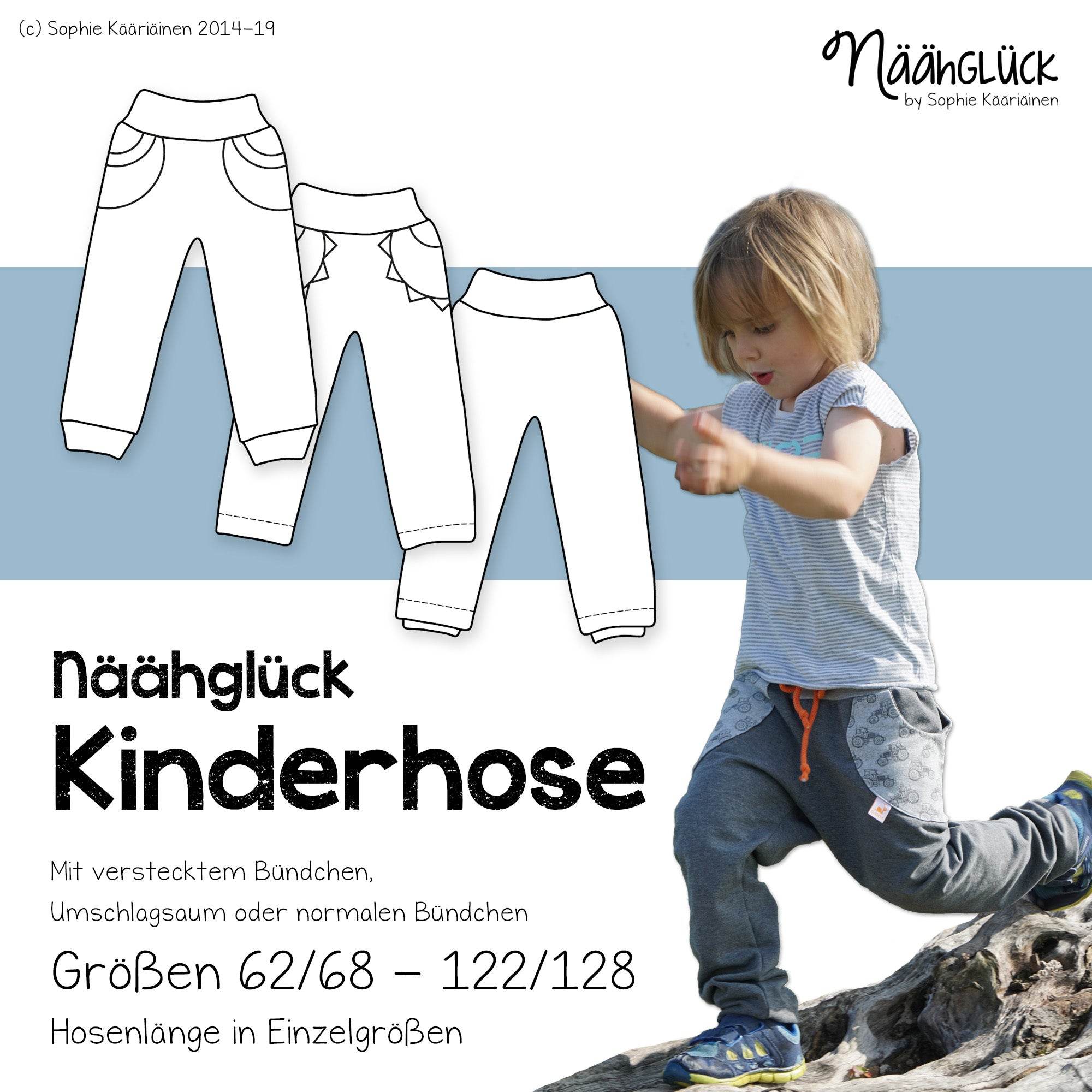 Schnittmuster Näähglück Kinderhose 62/68 - 122/128 - Sewando