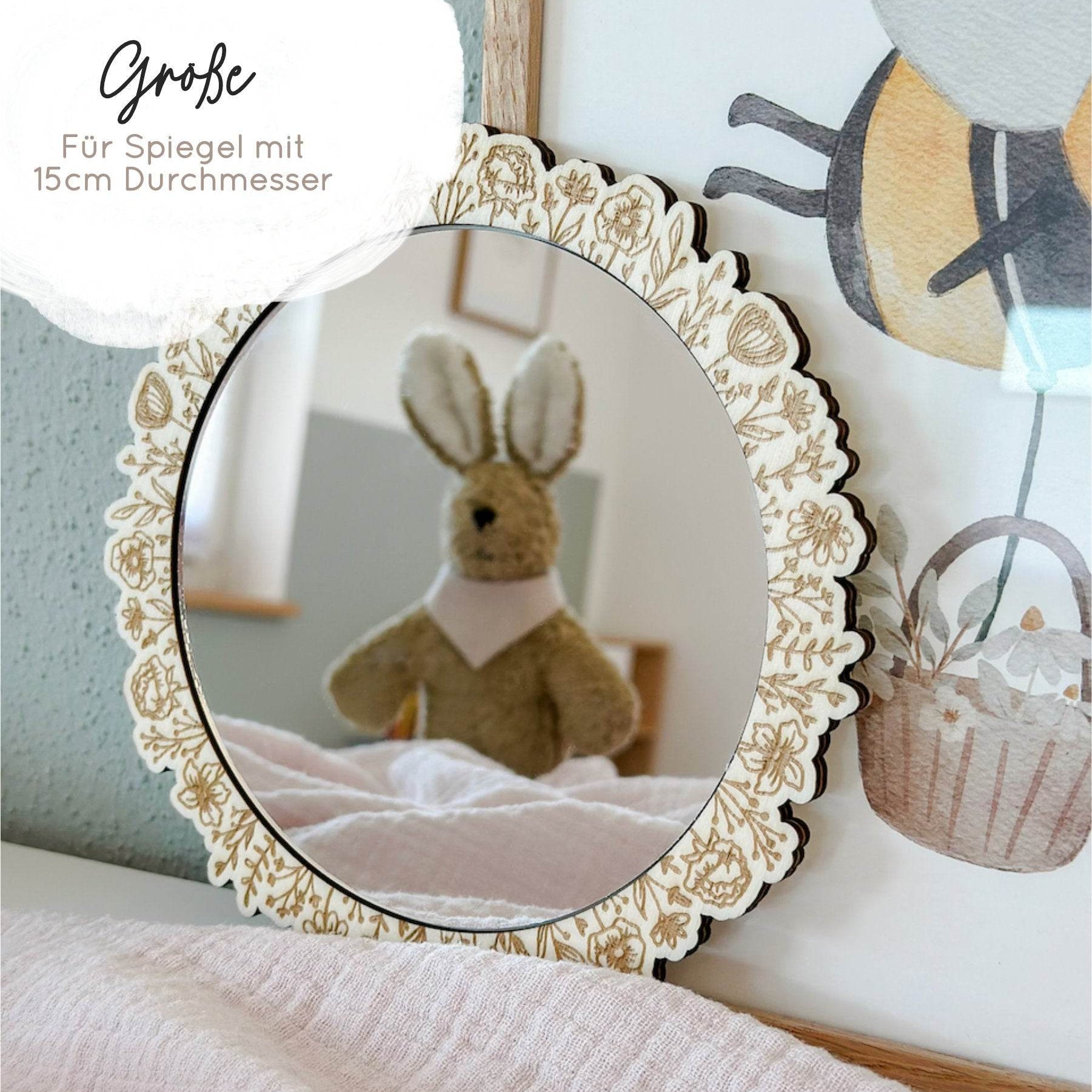 Laserdatei | Kinderspiegel mit Blumen-Design | inkl. Gewerbelizenz - Sewando