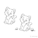Digi Stamp Set "Kätzchen mit Wollknäul" - Drucken | Basteln | Plotterdatei