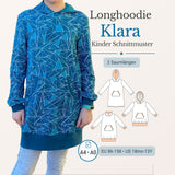 Schnittmuster Klara - Longhoodie und Sweatkleid für Kinder - mit Kapuze/Wickelkragen Gr. 86-158