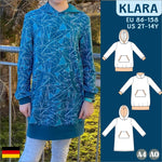 Klara - Longhoodie und Sweatkleid für Kinder - mit Kapuze/Wickelkragen Gr. 86-158 - Sewando