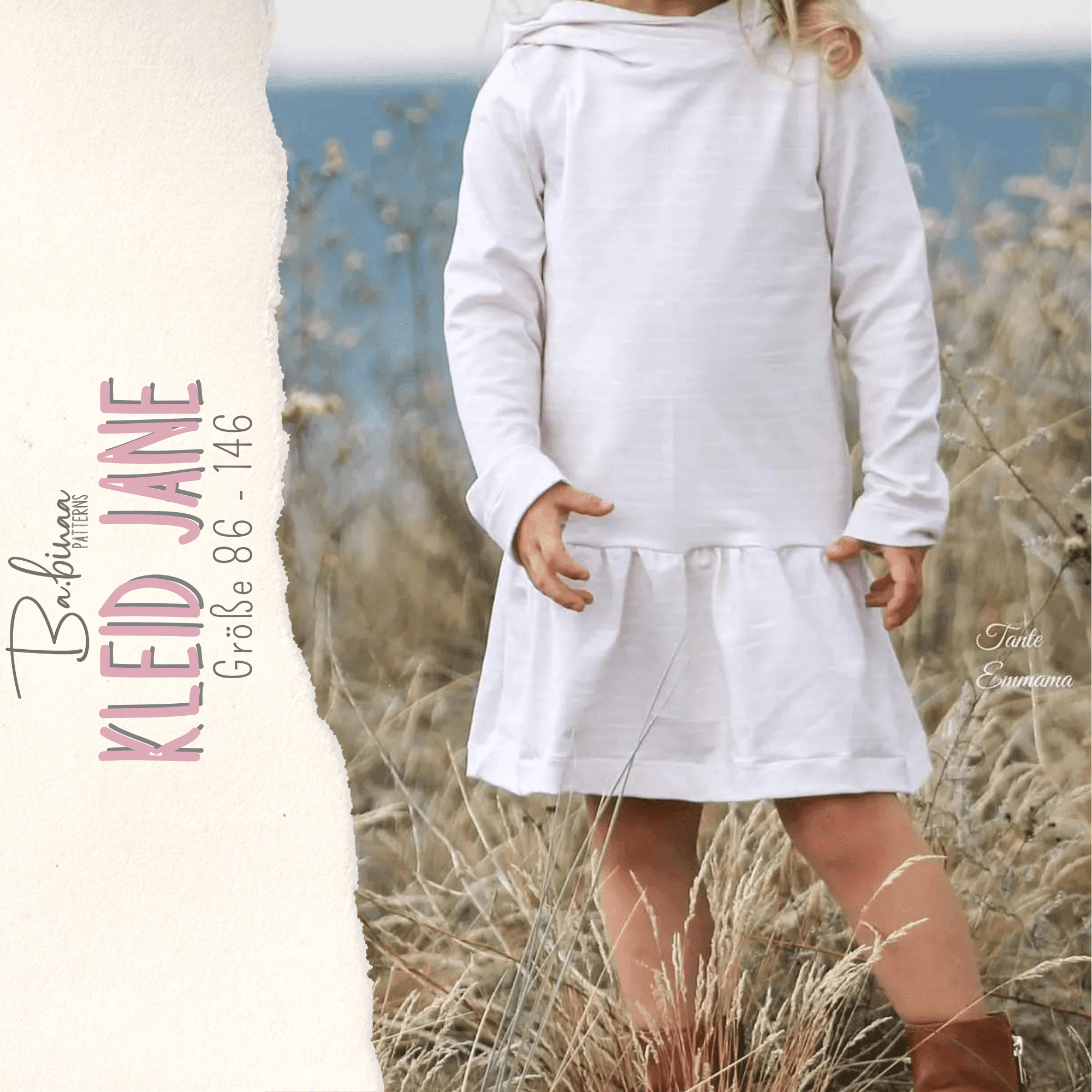 Kleid Jane – Schnittmuster für Kinderkleid & Tunika mit Kapuze Gr. 86-146 - Sewando