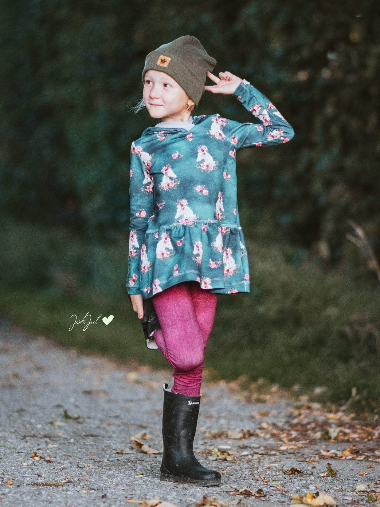 Kleid Jane – Schnittmuster für Kinderkleid & Tunika mit Kapuze Gr. 86-146 - Sewando