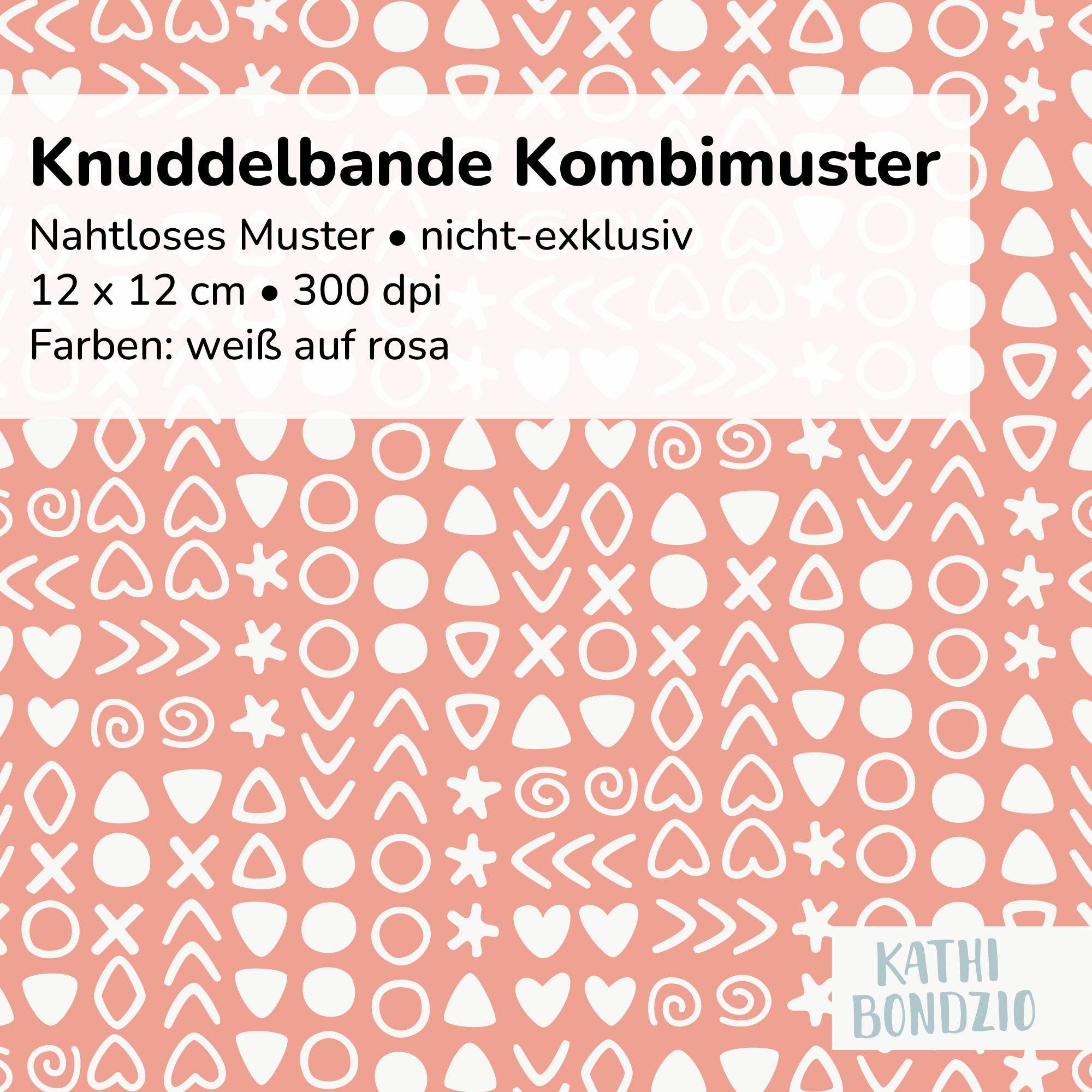 Stoffdesign: Knuddelbande – nahtloses dichtes Kombi-Muster in weiß auf rosa Hintergrund - Sewando