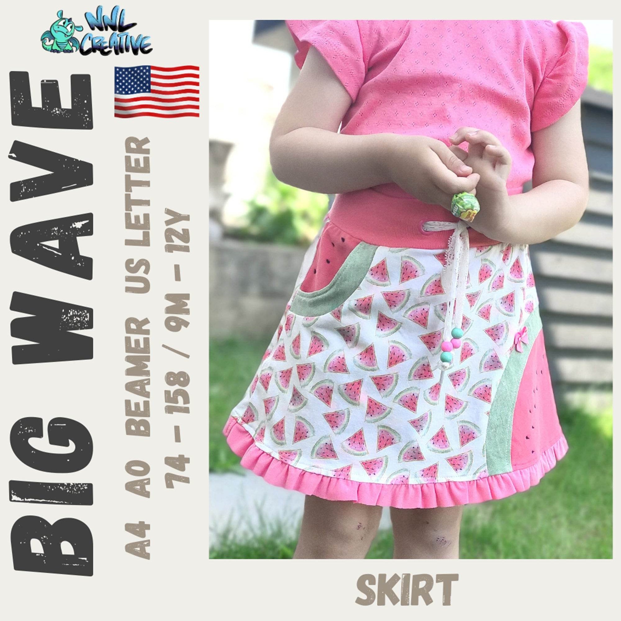 Schnittmuster / Sewing Pattern *Big Wave Skirt* Size 74-158 / 9m - 12 Years - Sewando