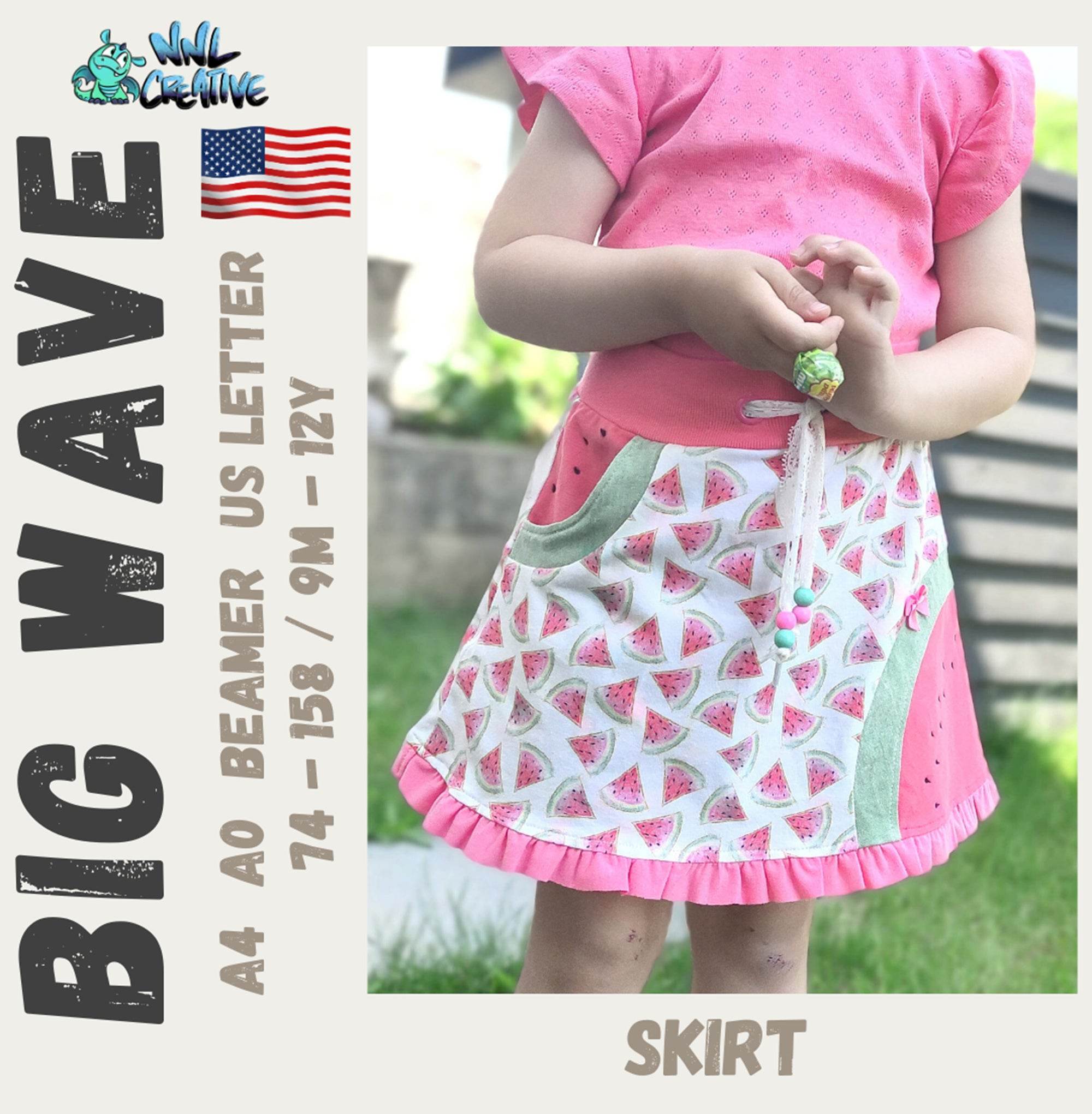 Schnittmuster / Sewing Pattern *Big Wave Skirt* Size 74-158 / 9m - 12 Years - Sewando