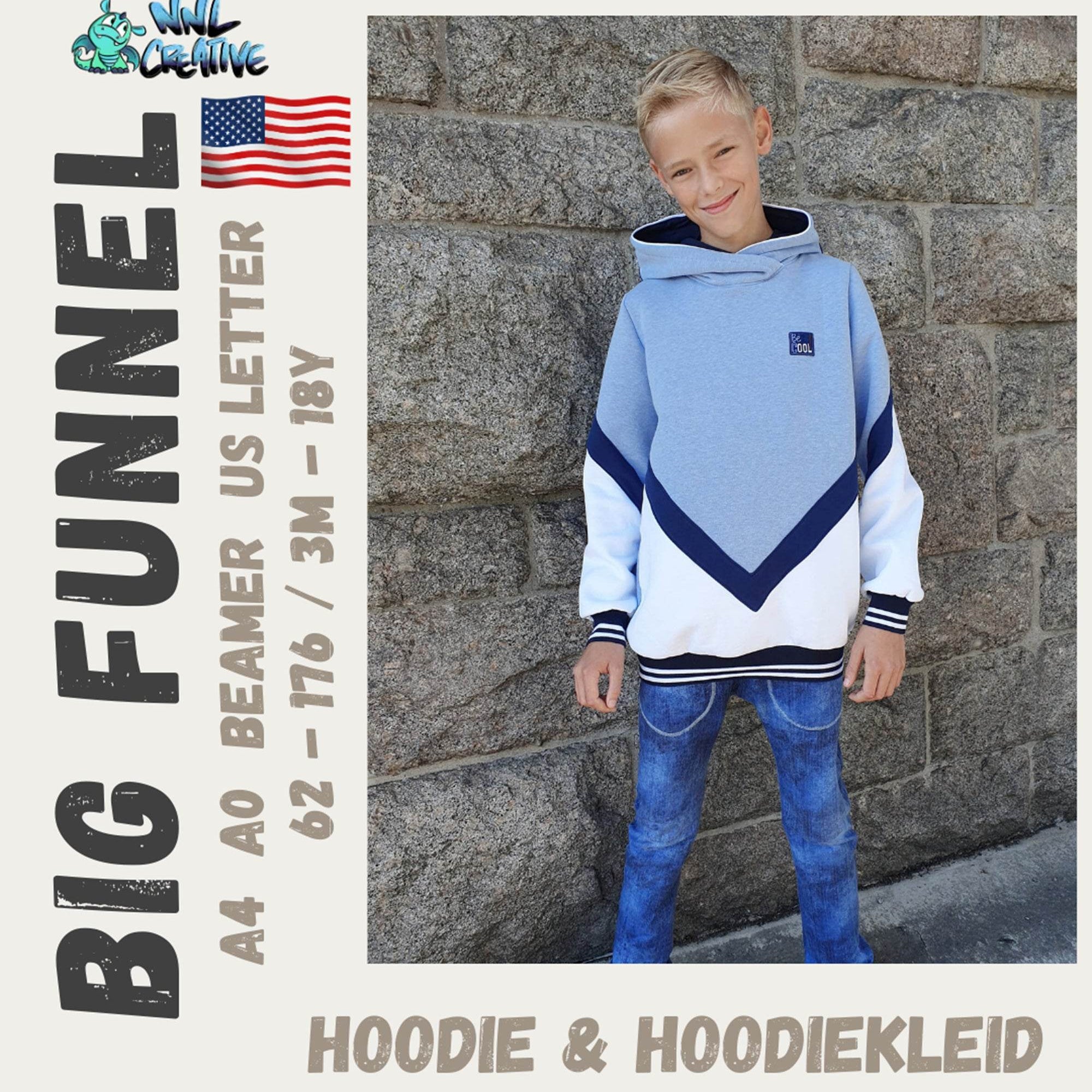 Schnittmuster / Sewing Pattern *Big Funnel Hoodie & Hoodie Dress* Size 62-176 / 3m - 18 Years - Sewando