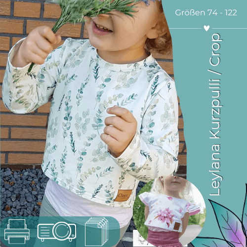 Schnittmuster Leylana - Kurzpulli Gr.74-122 & Crop Gr.86-122 - Sewando