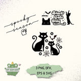 Plotterdatei-Set „Spooky Season & Black Cats Only“ – Halloween Katzenmotive für T-Shirts, Deko & mehr - Sewando