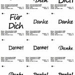 Stickdatei Set Rahmen und Schriftzüge Danke, Viel Glück, Für Euch, Für Dich, Herzlichen Glückwunsch, Frohe Weihnachten - Sewando