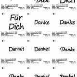 Stickdatei Set Rahmen und Schriftzüge Danke, Viel Glück, Für Euch, Für Dich, Herzlichen Glückwunsch, Frohe Weihnachten - Sewando