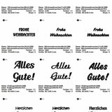 Stickdatei Set Rahmen und Schriftzüge Danke, Viel Glück, Für Euch, Für Dich, Herzlichen Glückwunsch, Frohe Weihnachten - Sewando