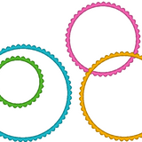 Stickdatei - Kreis Blume Button Rahmen mit Wellenrand in 13 Größen Applikation