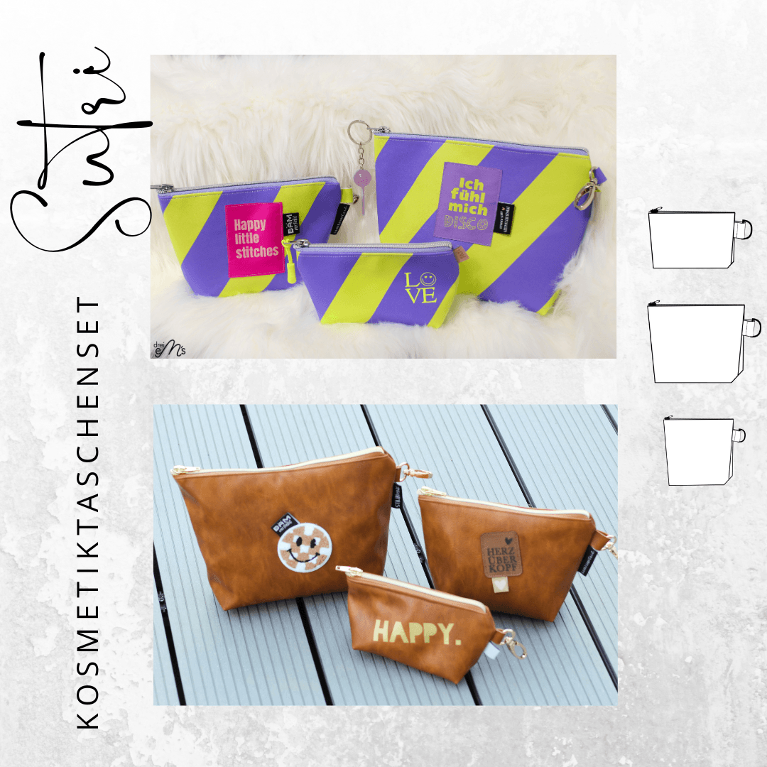 Schnittmuster Tasche Kosmetiktaschenset SUTRI 3-teilig : - Sewando