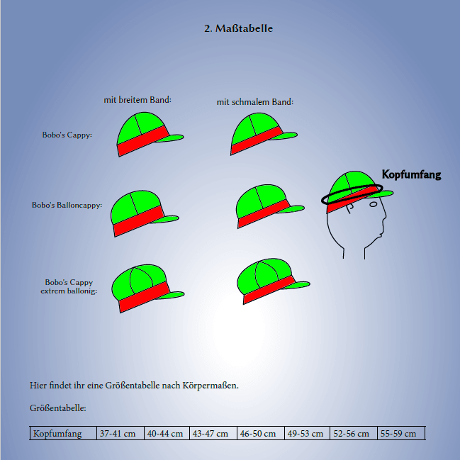 Bobo's Cappy - Schnittmuster für KU 37-59cm - Sewando