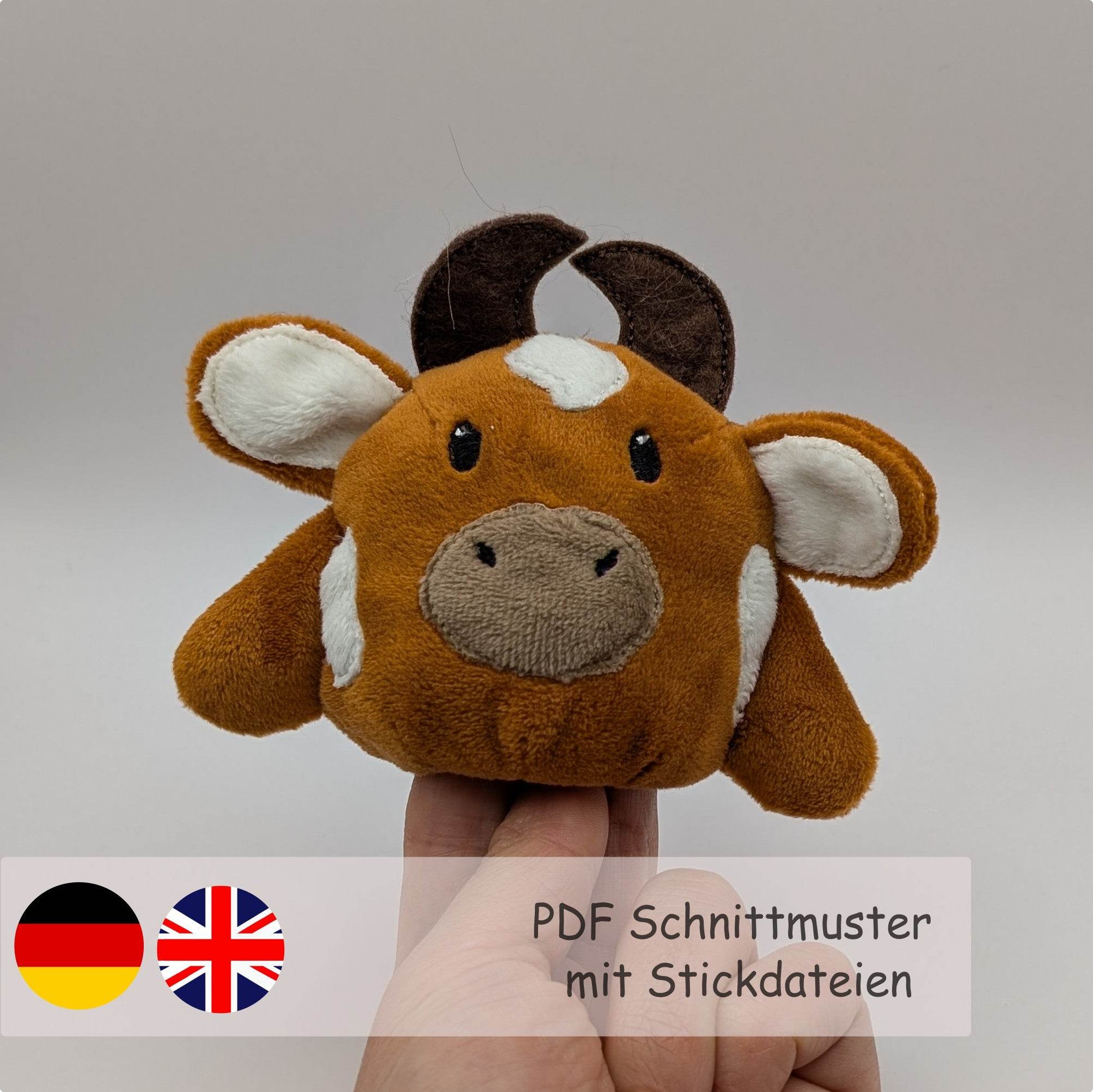 Fingertier Kuh - Nähanleitung und Schnittmuster inklusive Stickdateien - Sewando