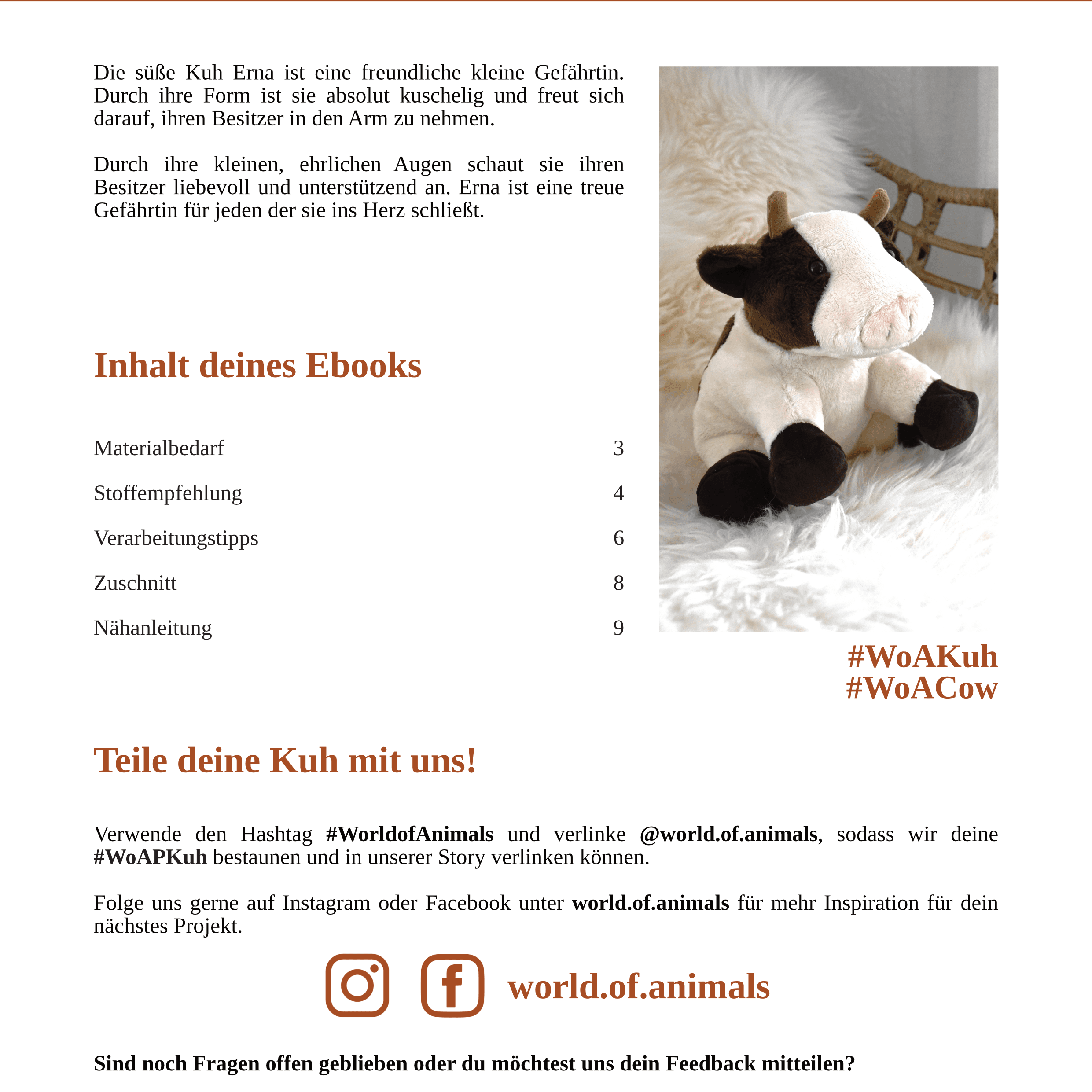 Kuh Erna - Schnittmuster und Nähanleitung - 22cm - Sewando