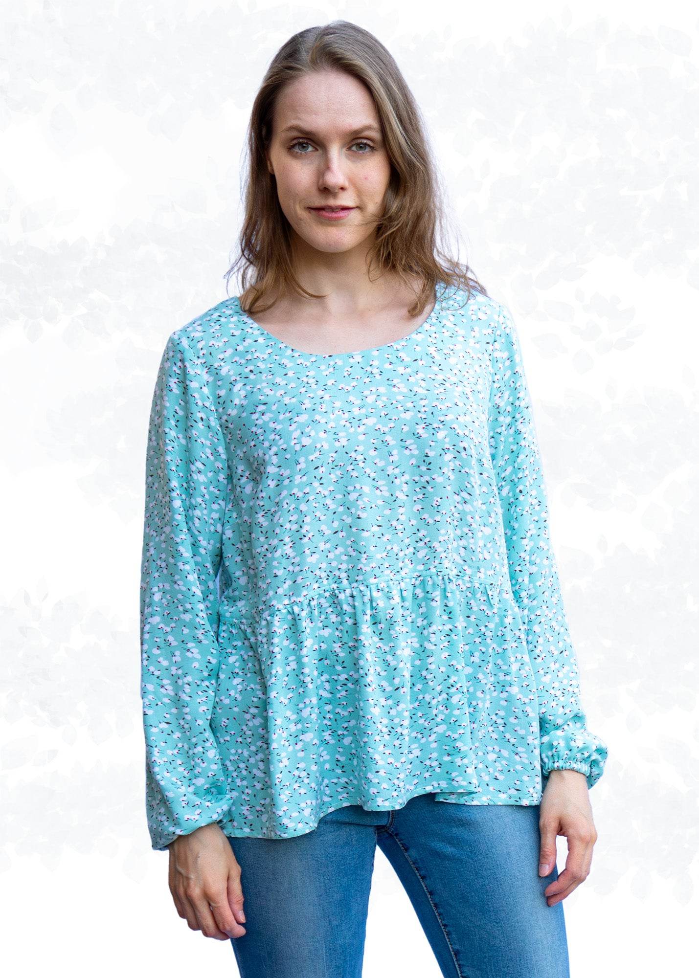 Schnittmuster Marie – Boho Bluse & Kleid mit Saumrüsche Gr. 34-50 / BU 80-116 - Sewando