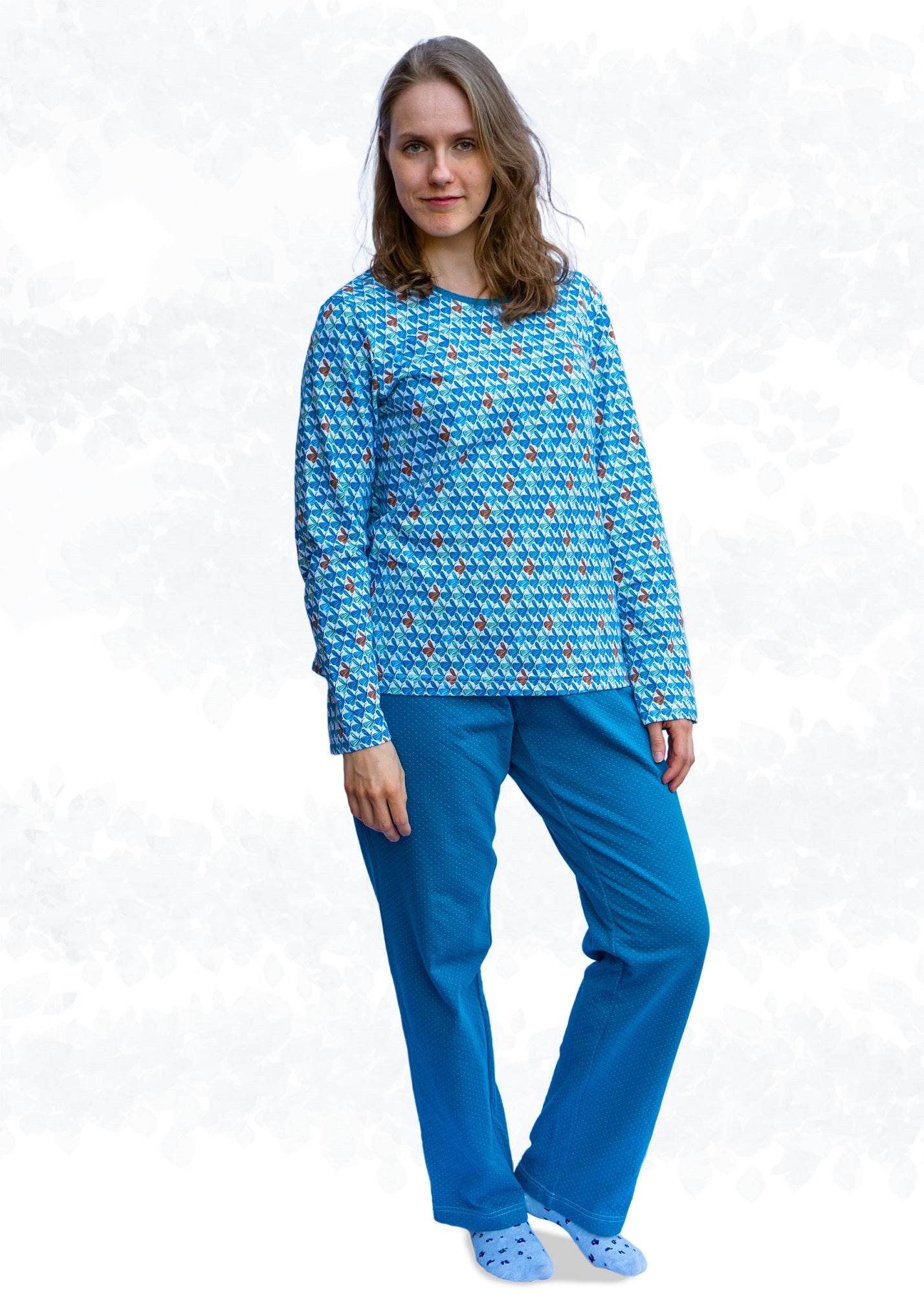 Schnittmuster Jersey-Schlafanzug - Pyjama Set mit Shirt & Hose für Damen Gr. 34-50 / BU 80-116 - Sewando