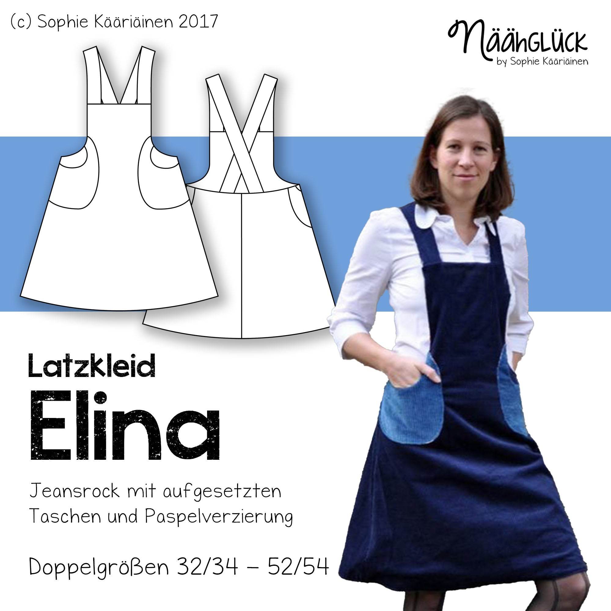 Schnittmuster Latzkleid Elina - Doppelgrößen 32/34 - 52/54 - Sewando