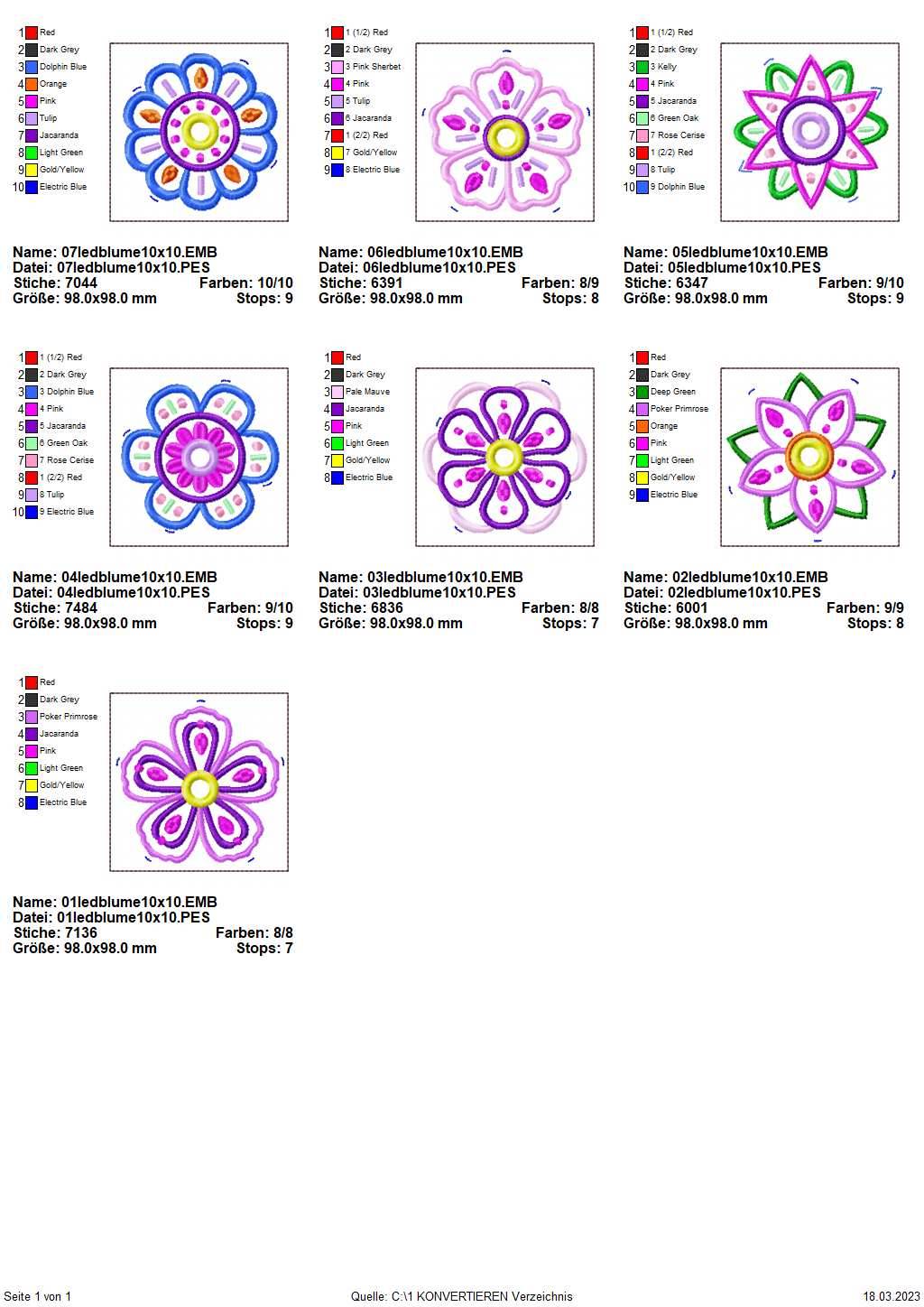 Stickdatei Set Summer Lights LED Cover Blumen - Sewando