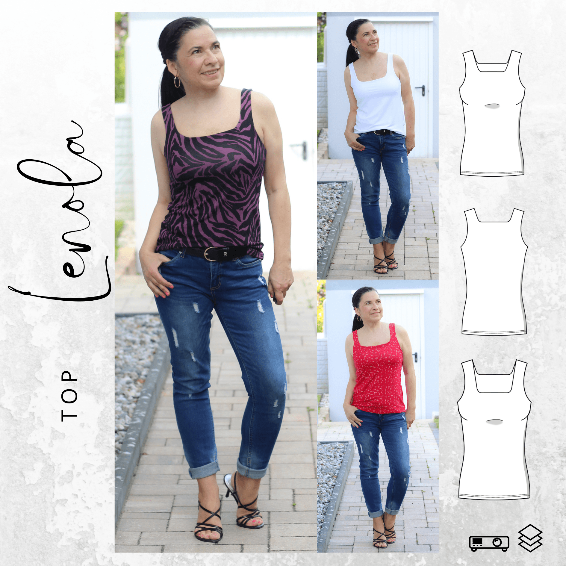 BUNDLE Schnittmuster Top LENOLA Gr. 34-54 + Hose ERICE Gr. 32-56 - Sewando