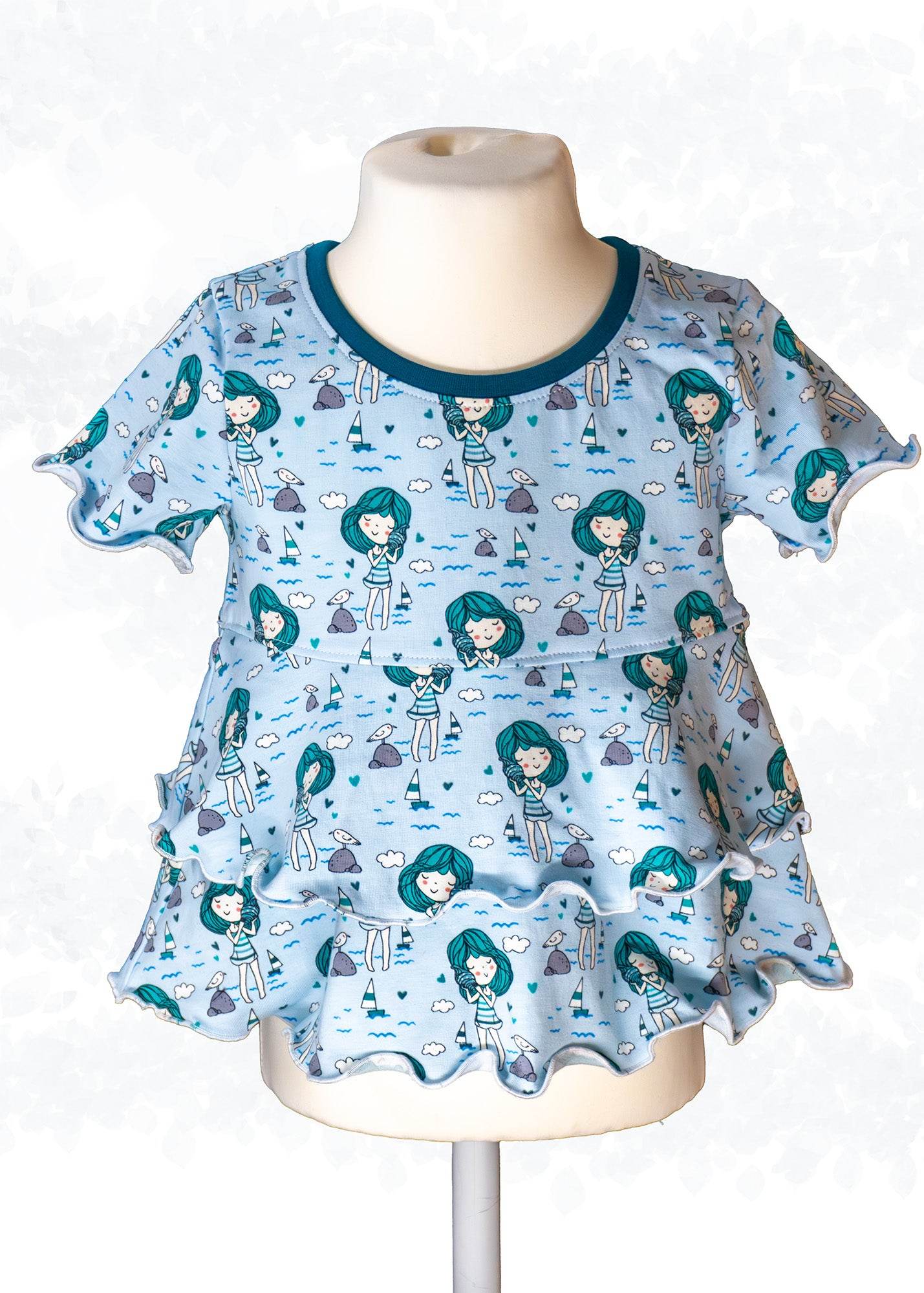 Schnittmuster Leonie Kids - Stufenshirt mit Empire-Teilung / erhöhte Taille - für Kinder Gr. 98-164 - Sewando