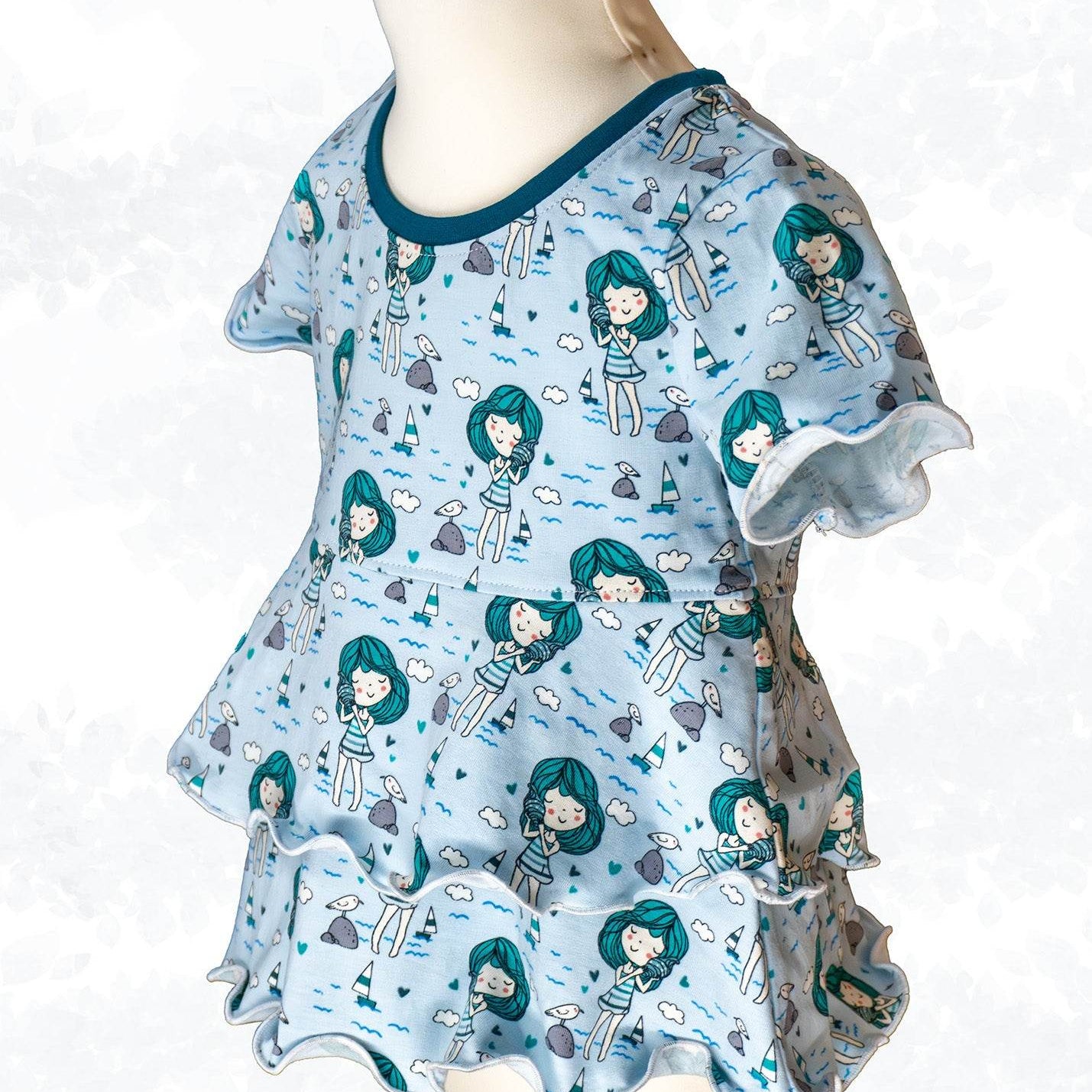 Schnittmuster Leonie Kids - Stufenshirt mit Empire-Teilung / erhöhte Taille - für Kinder Gr. 98-164 - Sewando