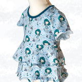 Schnittmuster Leonie Kids - Stufenshirt mit Empire-Teilung / erhöhte Taille - für Kinder Gr. 98-164 - Sewando