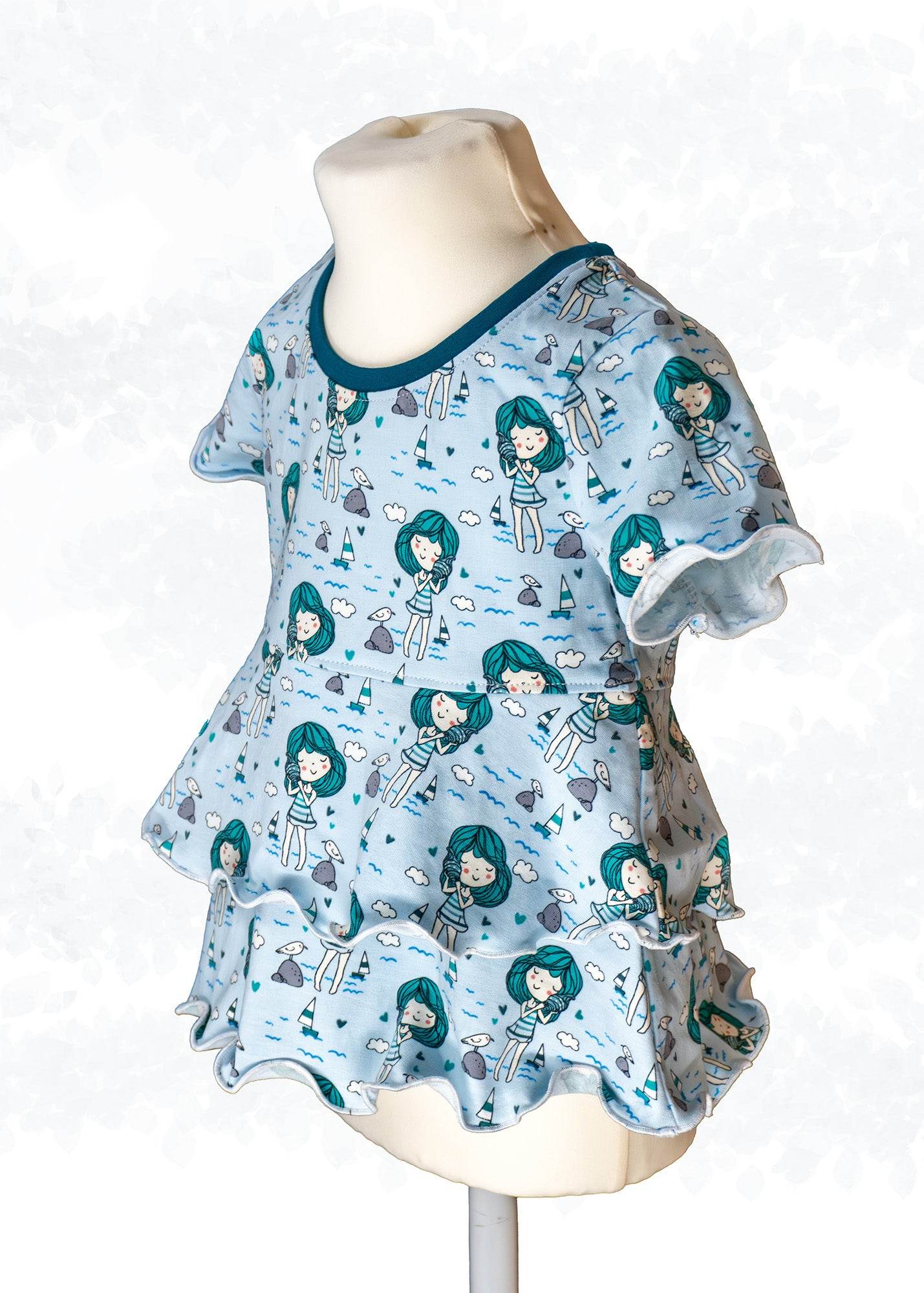 Schnittmuster Leonie Kids - Stufenshirt mit Empire-Teilung / erhöhte Taille - für Kinder Gr. 98-164 - Sewando