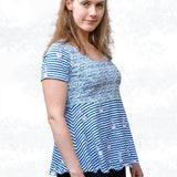 Schnittmuster Leonie – Stufenshirt mit Empire-Linie & ausgestelltem Saum Gr. 34-50 / Bu 80-116 - Sewando