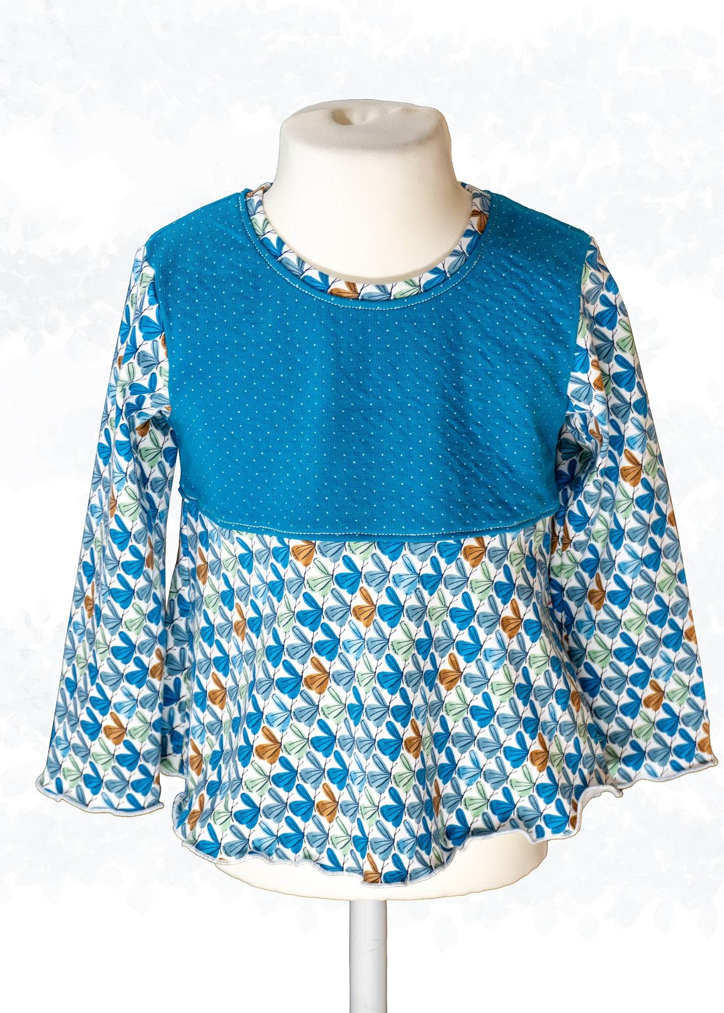 Schnittmuster Leonie Kids - Stufenshirt mit Empire-Teilung / erhöhte Taille - für Kinder Gr. 98-164 - Sewando
