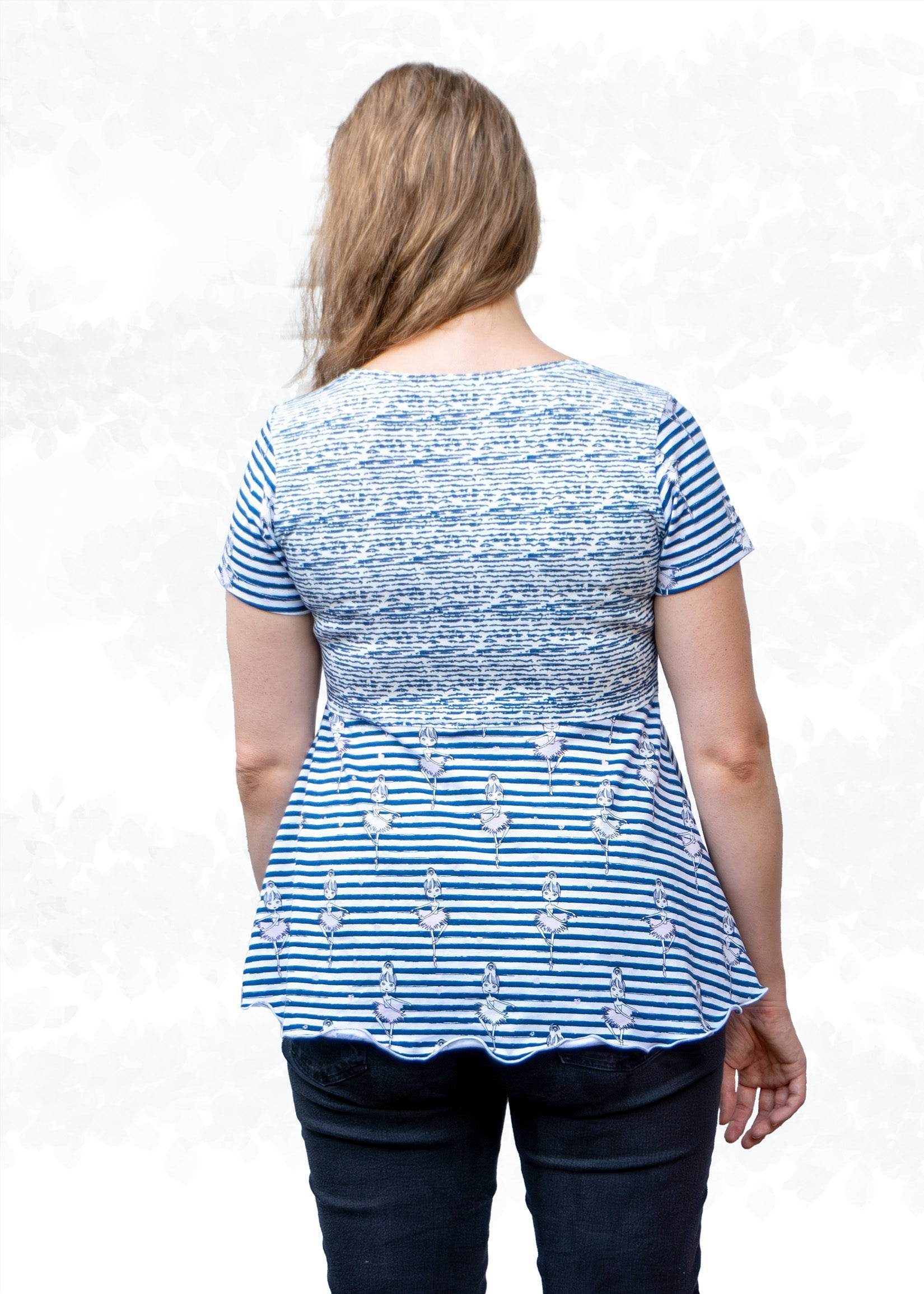 Schnittmuster Leonie – Stufenshirt mit Empire-Linie & ausgestelltem Saum Gr. 34-50 / Bu 80-116 - Sewando