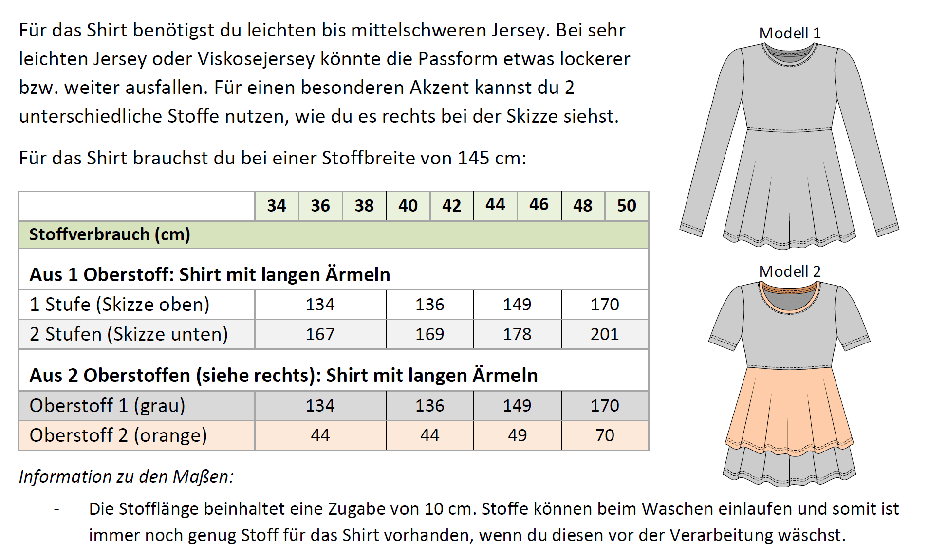 Leonie – Stufenshirt mit Empire-Linie & ausgestelltem Saum Gr. 34-50 / Bu 80-116 - Sewando