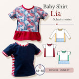 Schnittmuster Lia – Babyshirt mit Teilung & Knopfleiste aus Jersey Gr. 56-98
