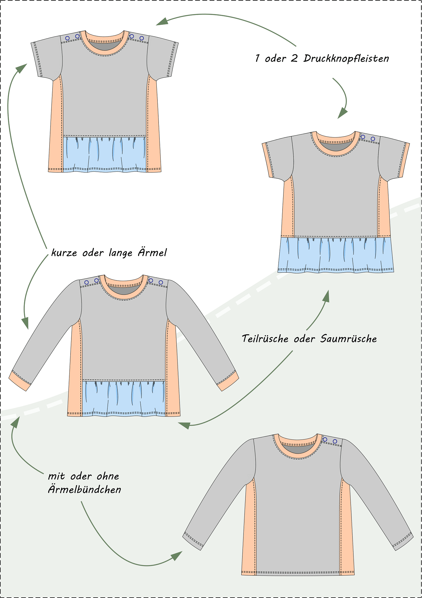 Lia – Babyshirt mit Teilung & Knopfleiste aus Jersey Gr. 56-98 - Sewando