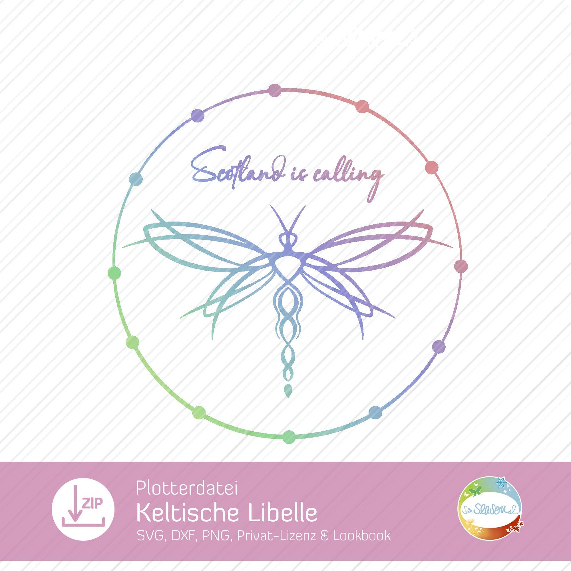 Plotterdatei Keltische Libelle - plotten mit Folie, gravieren, Laser-Gravur - Sewando