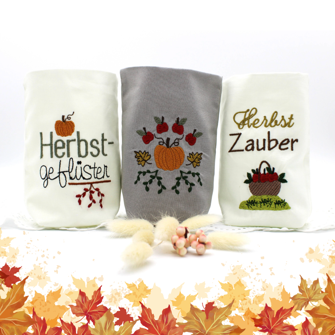 ITH Lichterbeutel Herbst 8 Motive Kürbis Laub Blätter Kastanie - Sewando
