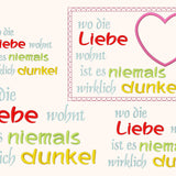 4x Stickdatei "wo die Liebe wohnt" ITH und Text
