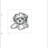Stickdatei - WENIGER STICHE - Shi Tzu Welpe "Lesley" - realistisch - FÜR HELLE STOFFEE